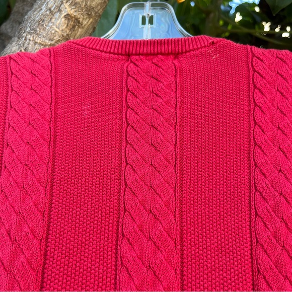 Lacoste 🐊 red cable knit  long sleeve button down cardigan sweater. - Picture 11 of 11